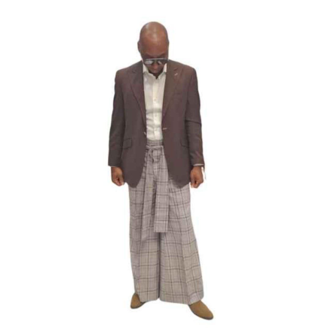 Brown Plaid Wide Leg Pants, Wide Leg Pants