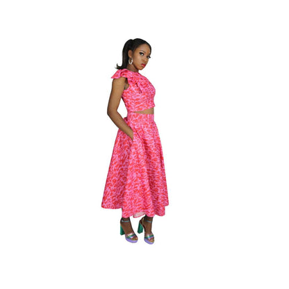 African Print Peplum Top & Maxi Flare Skirt, Ankara 2piece Skirt Set, Ankara Peplum Top