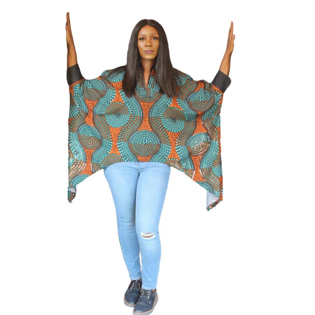 African Print Batwing Top, African inspired print Top, Batwing Blouse