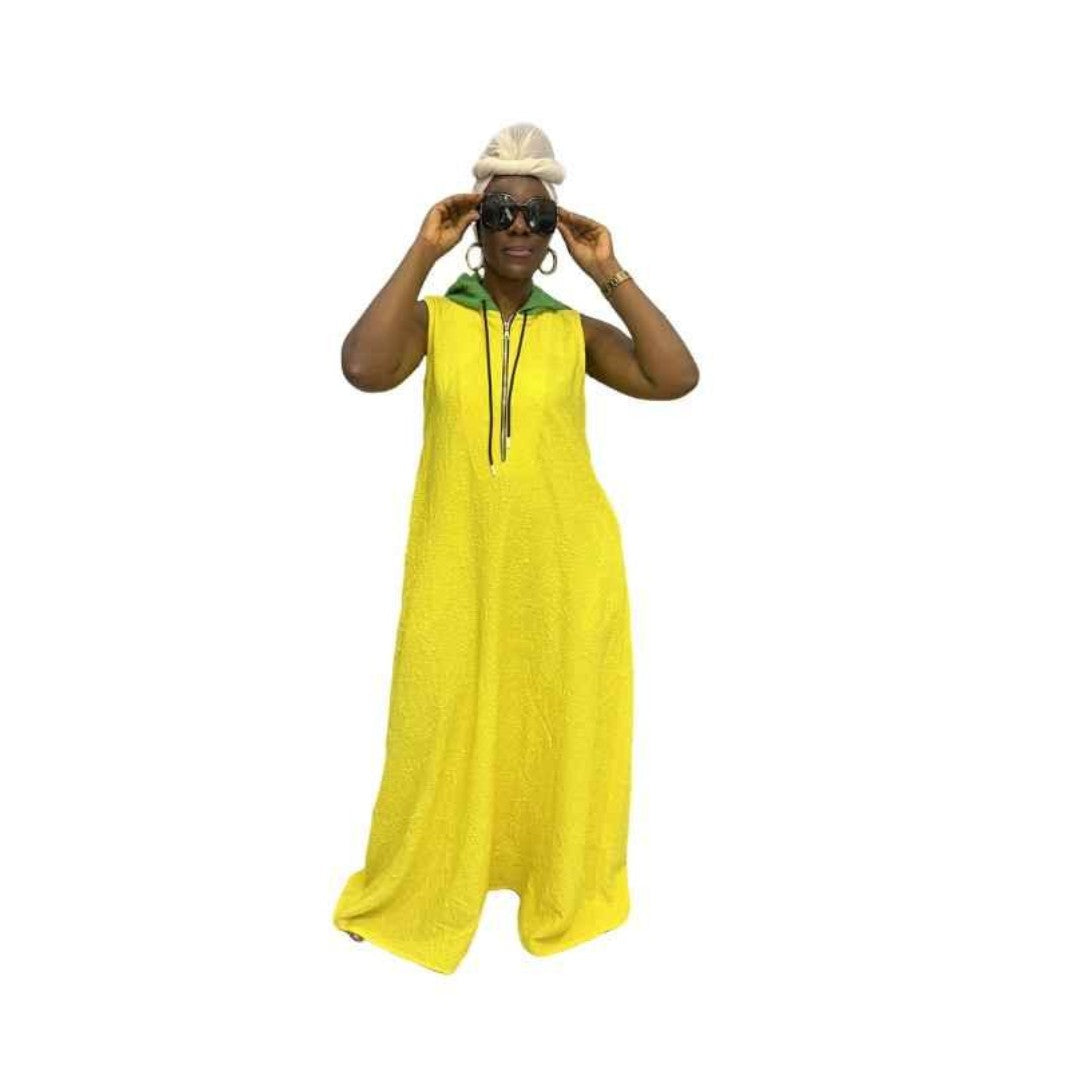 Yellow Light thin Chiffon Fit and Flared Maxi Dress