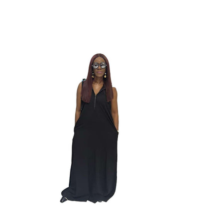 Black thin Chiffon Fit and Flared Maxi Dress