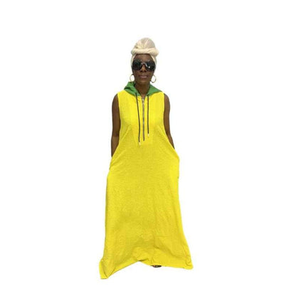 Yellow Light thin Chiffon Fit and Flared Maxi Dress