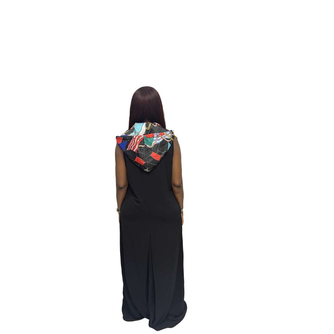 Black thin Chiffon Fit and Flared Maxi Dress