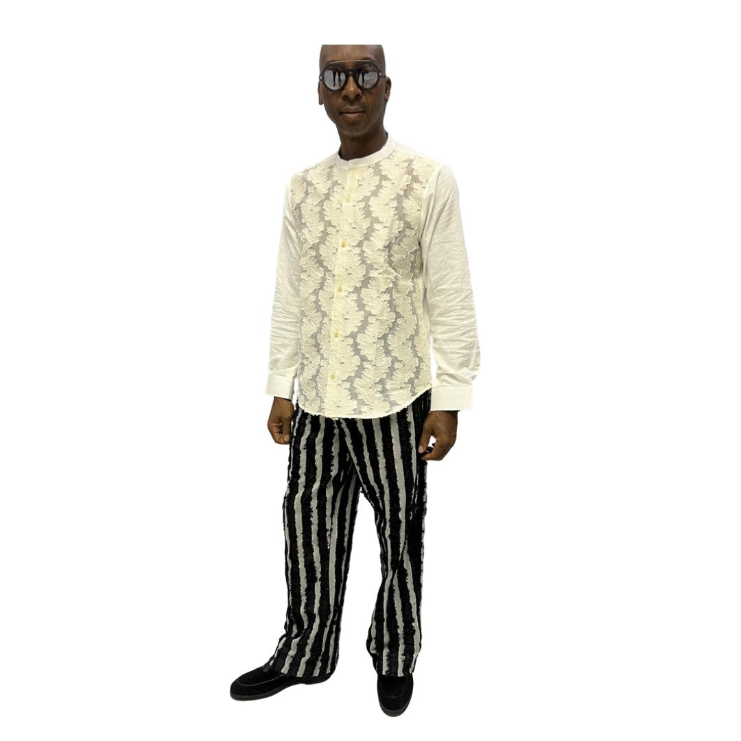 White Cotton Shirt with Flared Pants