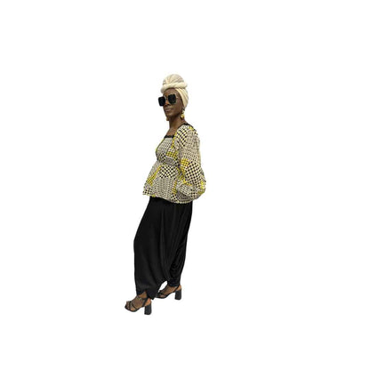 Yellow and White Women's Top