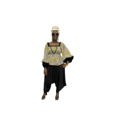 Yellow and White Women's Top