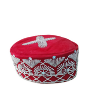 Hard Cap -BEADED, CROWN CAP, Ruby Sterling Cross Stitch