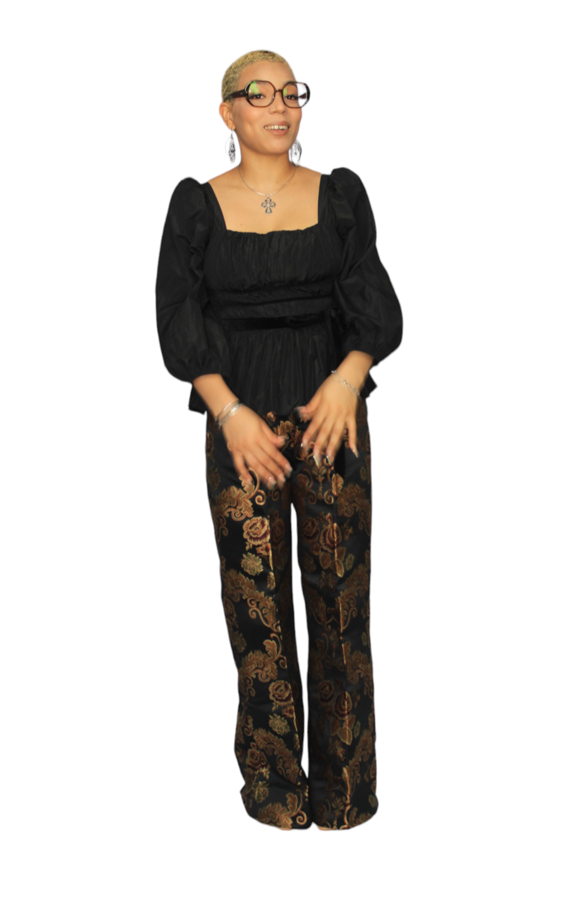 Wide Leg Jacquard/Damask Pants, African Womens Pants