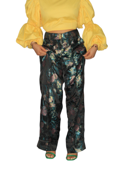 Wide Leg Jacquard/Damask Pants, African Womens Pants