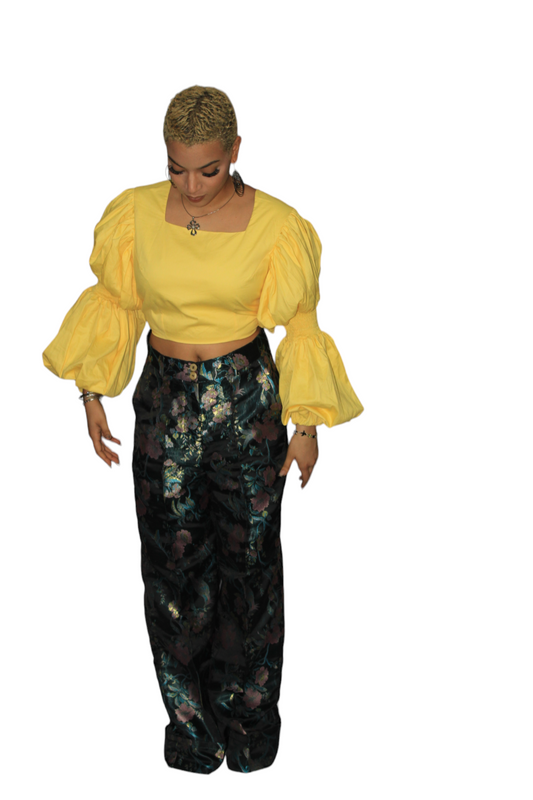 Wide Leg Jacquard/Damask Pants, African Womens Pants