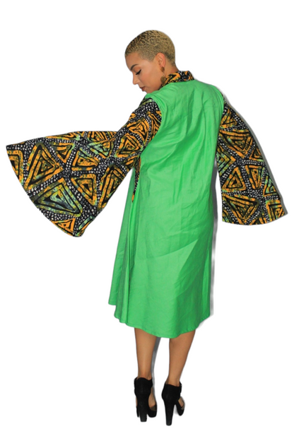 Green Ankara Mix Dress shirt