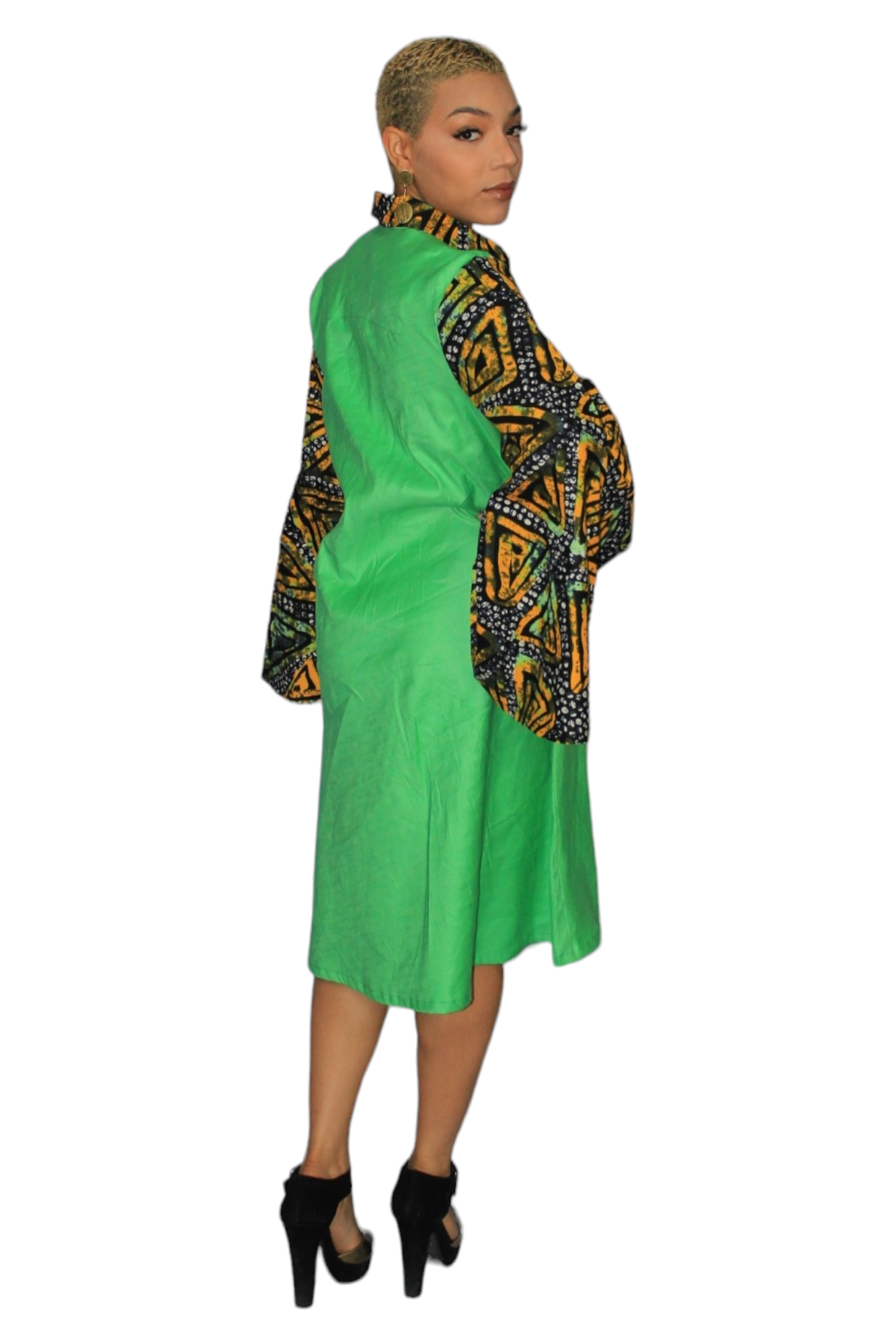 Green Ankara Mix Dress shirt