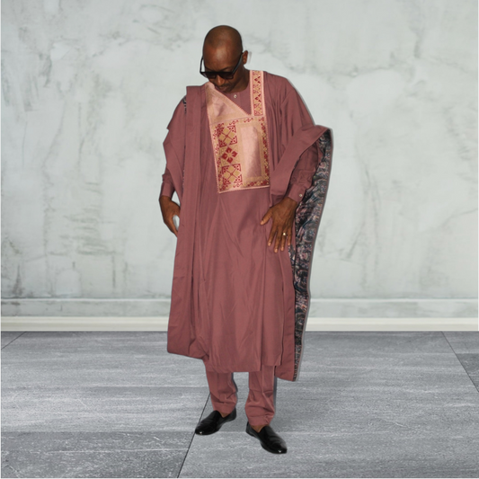 African 3piece Agbada outfit in Pink