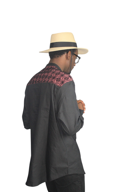 Half Collar Dress Shirt with frontal detailings, African Men Shirt, African Clothing, Wandizi Shirt