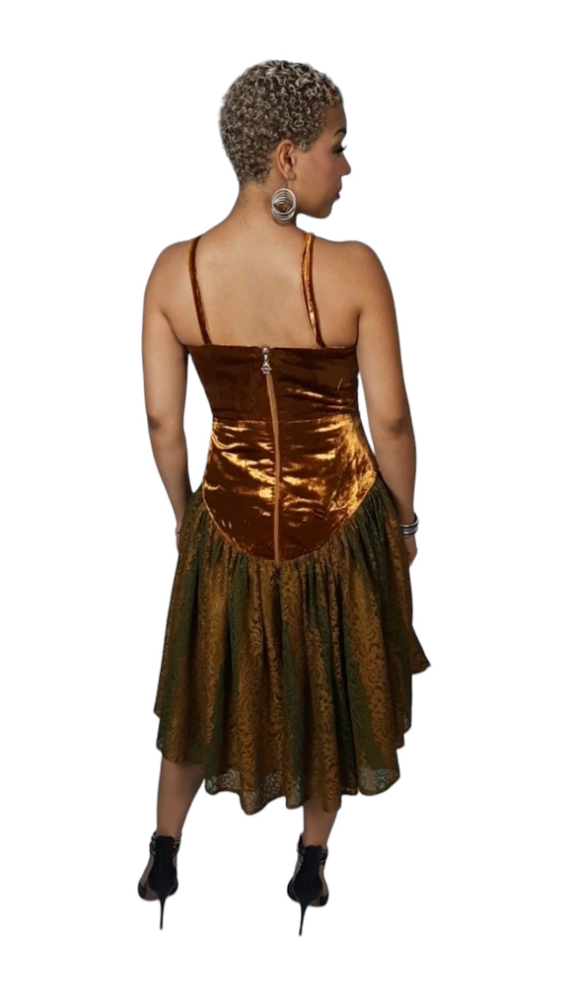 Gold Velvet Ruched Clubwear