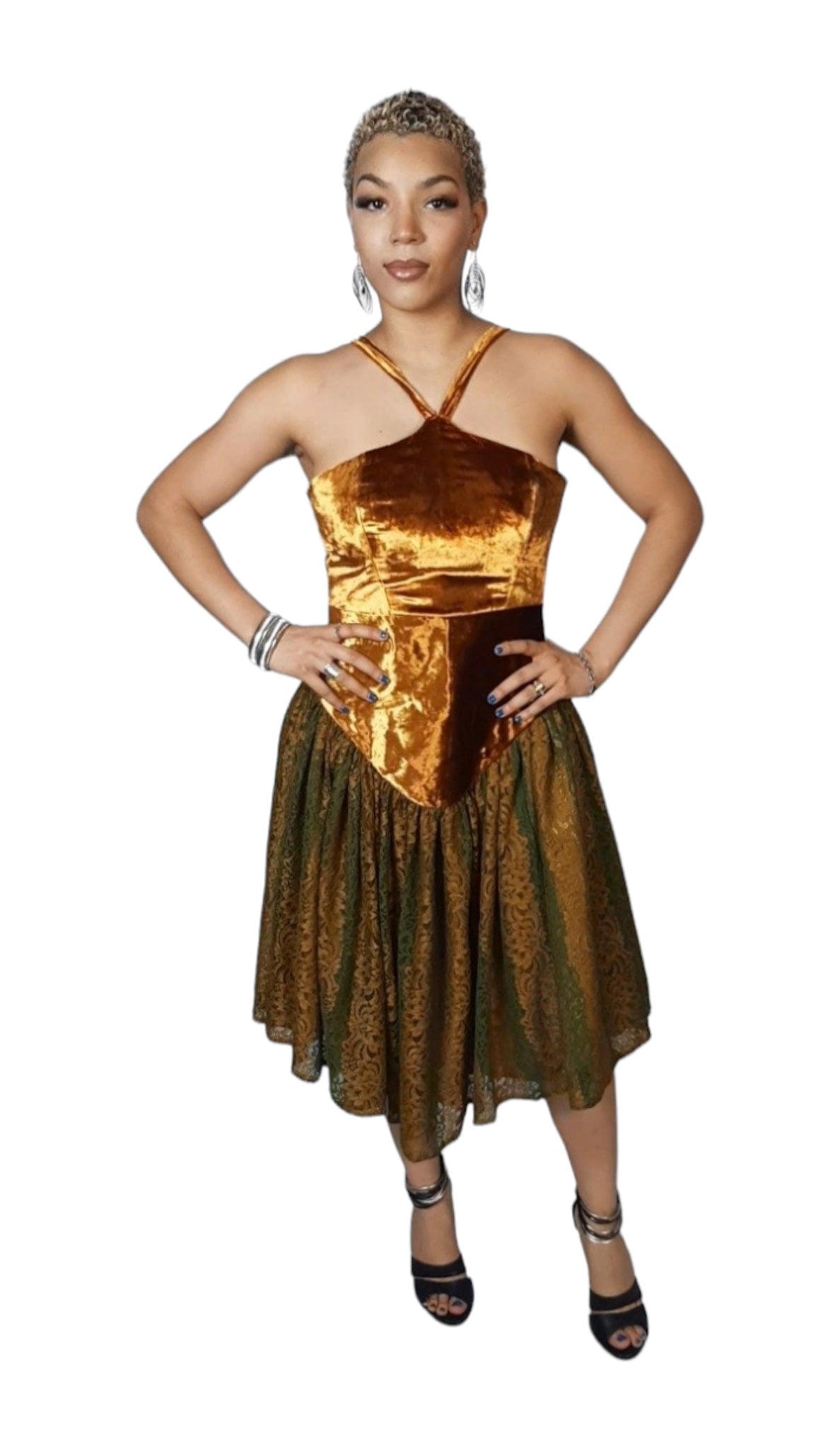 Gold Velvet Ruched Clubwear