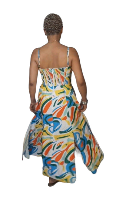 Multi-Colored Sleeveless Maxi Summer Dress