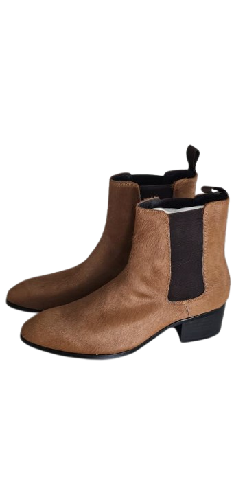 Tan Suede Horse Hair Chelsea Boots