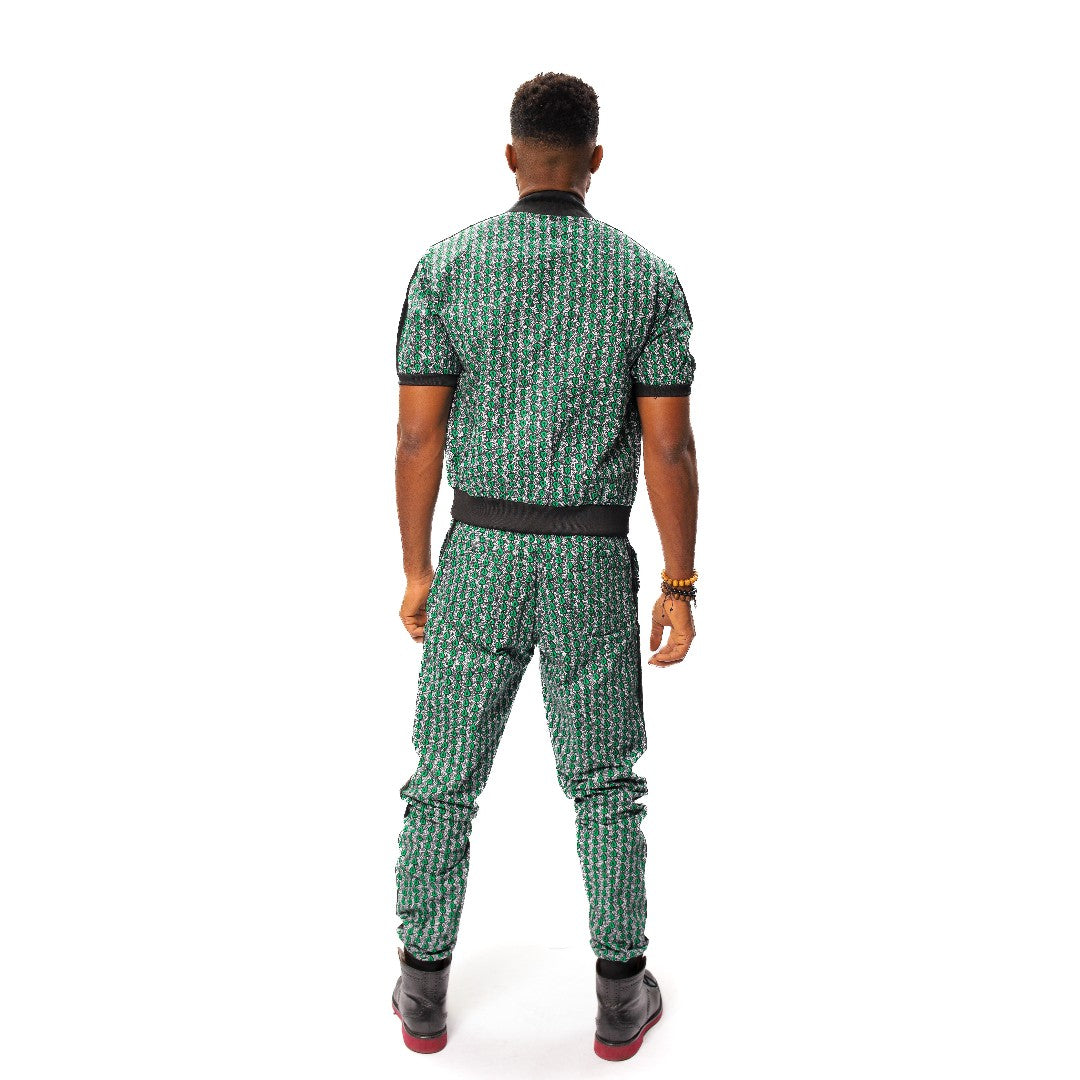 African Print Ankara Short Bomber Jacket and Matching Side Stripe Pants, Ankara Track Suit