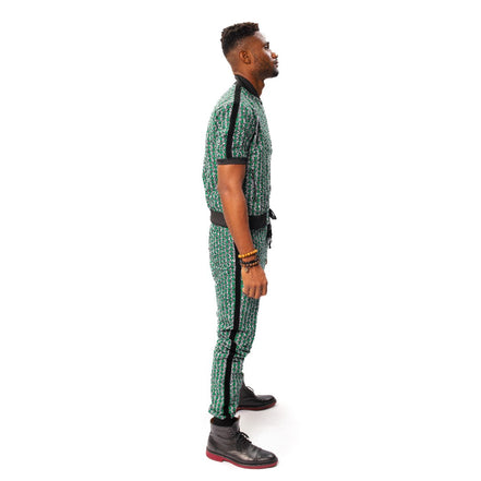 African Print Ankara Short Bomber Jacket and Matching Side Stripe Pants, Ankara Track Suit