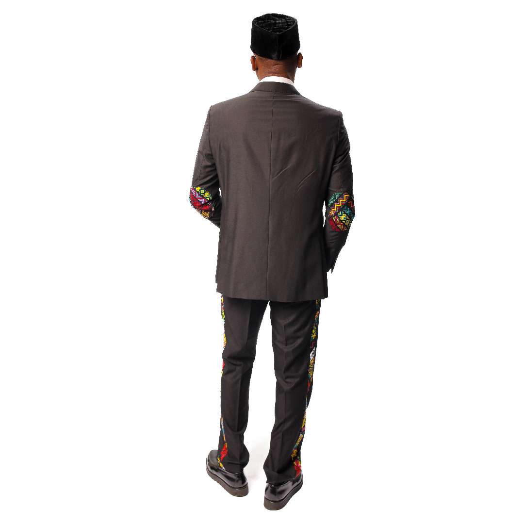 Black Suit with a touch of Ankara, African Print Suit, African Clothing