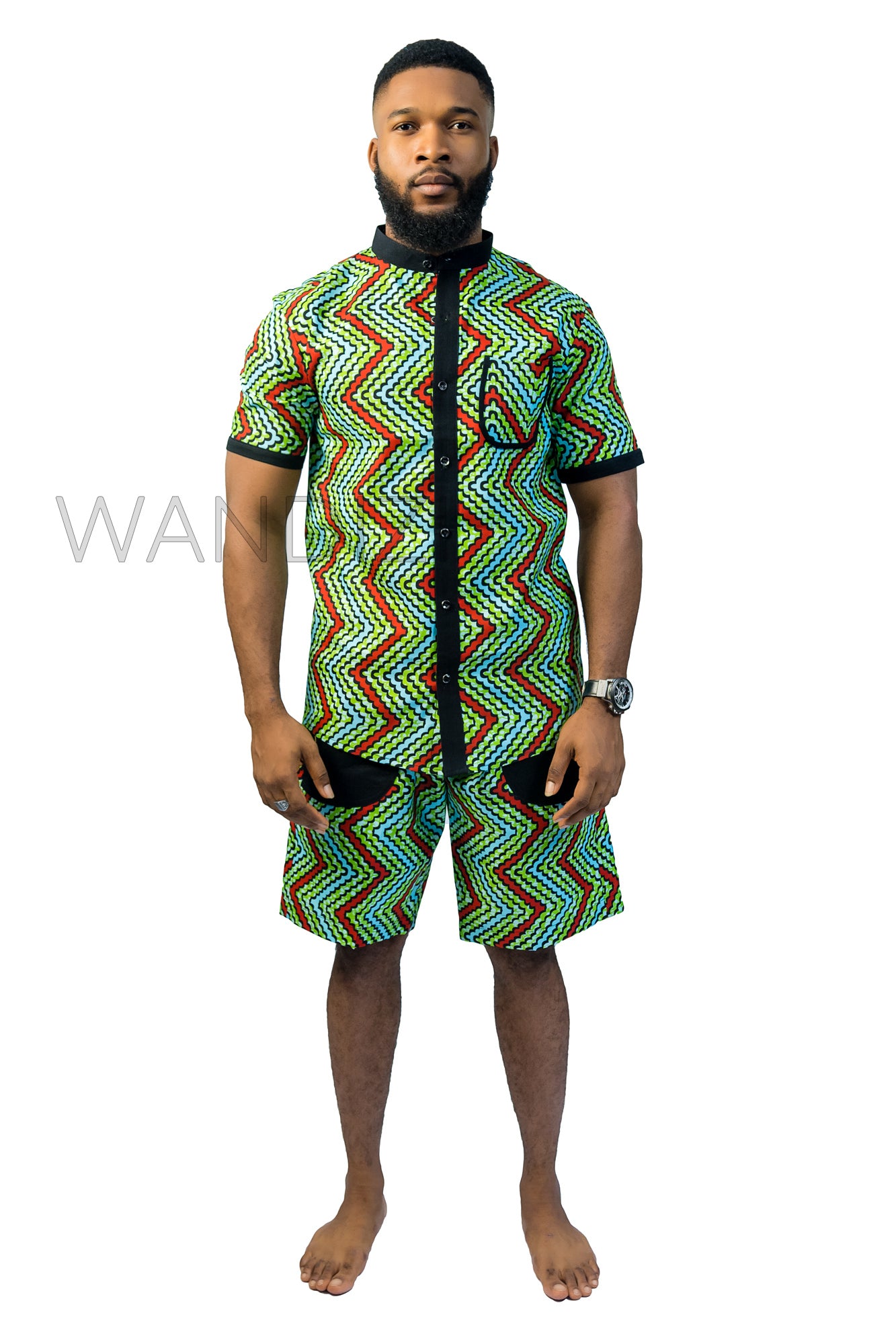 Green Ankara Shirt, African Men Clothing, African Mens Wear, Ankara Shirt