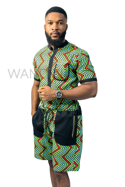 Green Ankara Shirt, African Men Clothing, African Mens Wear, Ankara Shirt