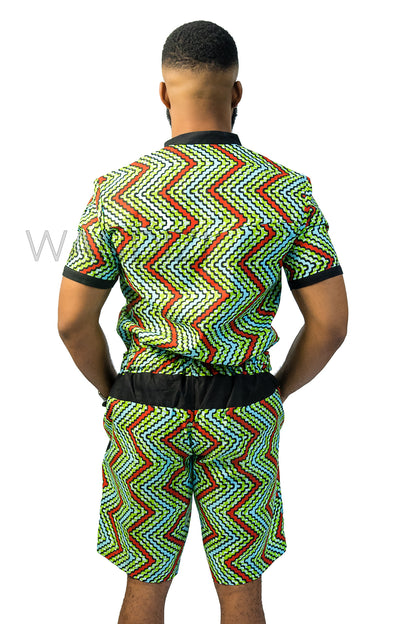 Green Ankara Shirt, African Men Clothing, African Mens Wear, Ankara Shirt