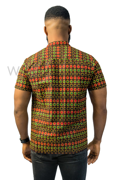 Brown and Green Ankara Shirt, African Men Clothing, African Mens Wear, Ankara Shirt