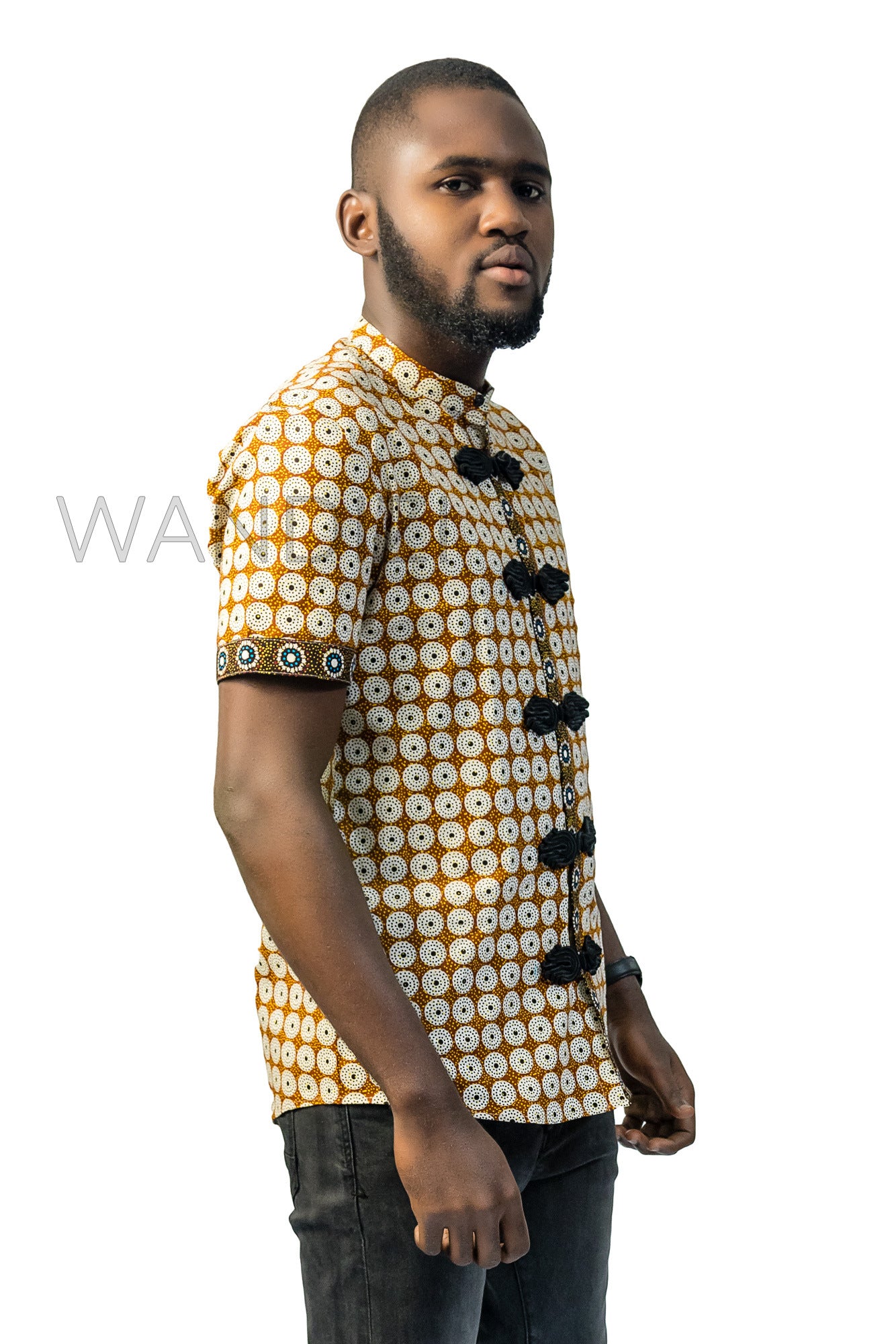 Light Brown Ankara Shirt, African Men Clothing, African Mens Wear, Ankara Shirt