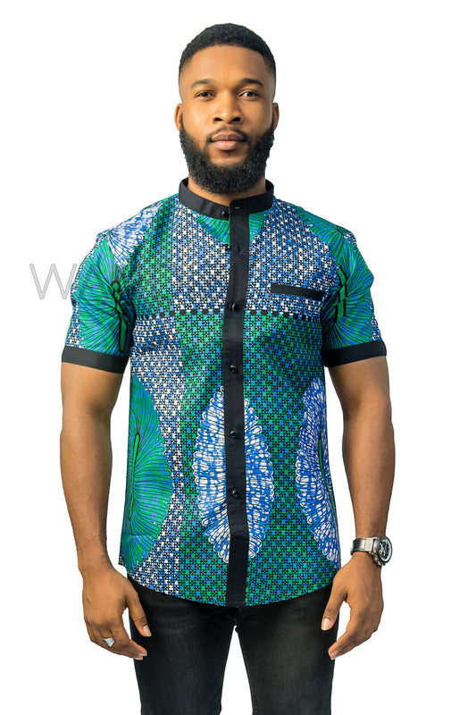 Colourful Ankara Shirt, African Men Clothing, African Mens Wear, Ankara Shirt