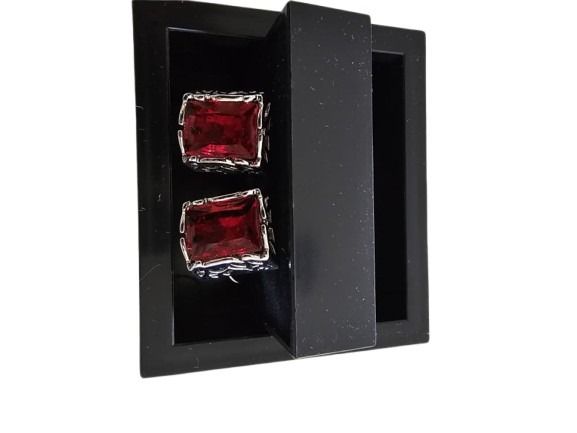 Red Gemstone Rectangular Cufflinks