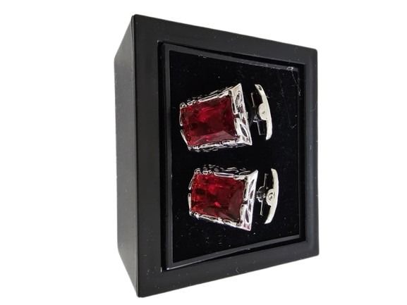 Red Gemstone Rectangular Cufflinks