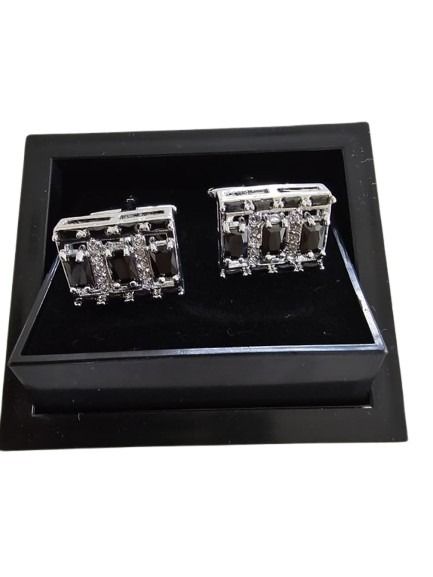Black Onyx and Crystal Cufflinks