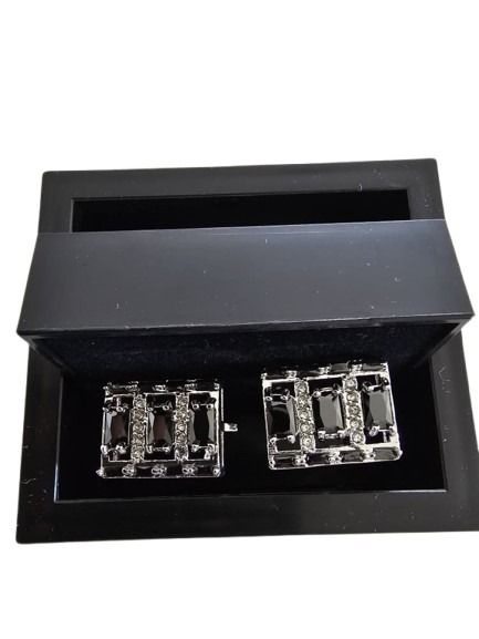 Black Onyx and Crystal Cufflinks