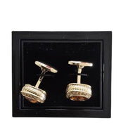 Brown Gemstone and Crystal Halo Cufflinks