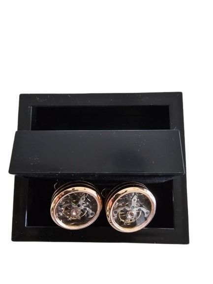 Rose Gold Skeleton Movement Cufflinks