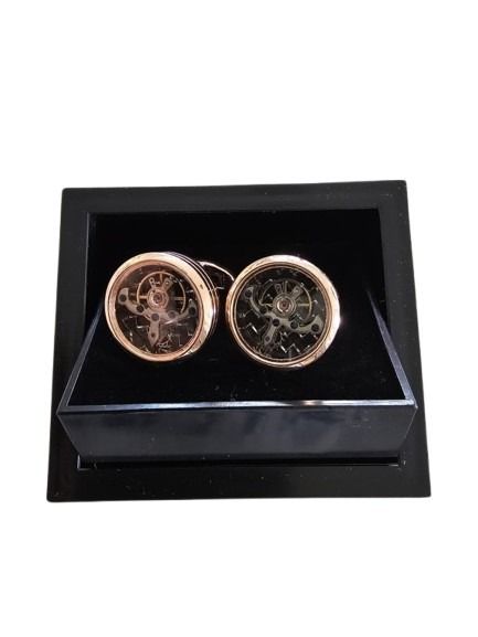 Rose Gold Skeleton Movement Cufflinks