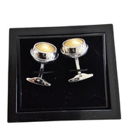 Gold Disc Cufflinks in Silver Rings
