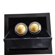 Gold Disc Cufflinks in Silver Rings