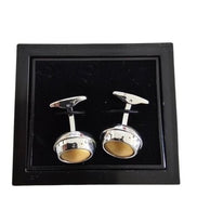 Gold Disc Cufflinks in Silver Rings