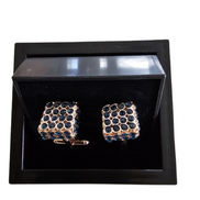 Gold Blue-Gem Grid Cufflinks