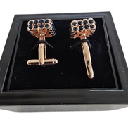 Gold Blue-Gem Grid Cufflinks