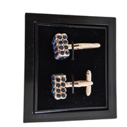 Gold Blue-Gem Grid Cufflinks