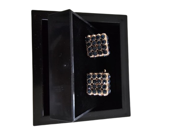 Gold Blue-Gem Grid Cufflinks