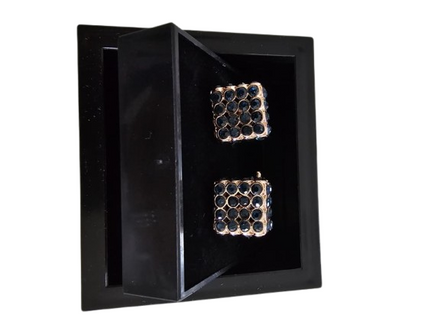Gold Blue-Gem Grid Cufflinks