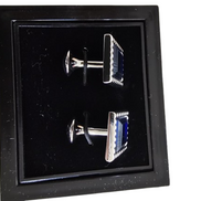 Blue Rectangular Studded Cufflinks