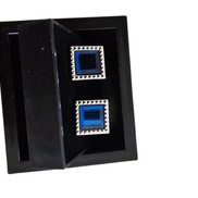 Blue Rectangular Studded Cufflinks