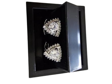 Clear Crystal Silver Cufflinks