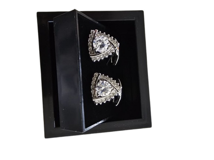 Clear Crystal Silver Cufflinks